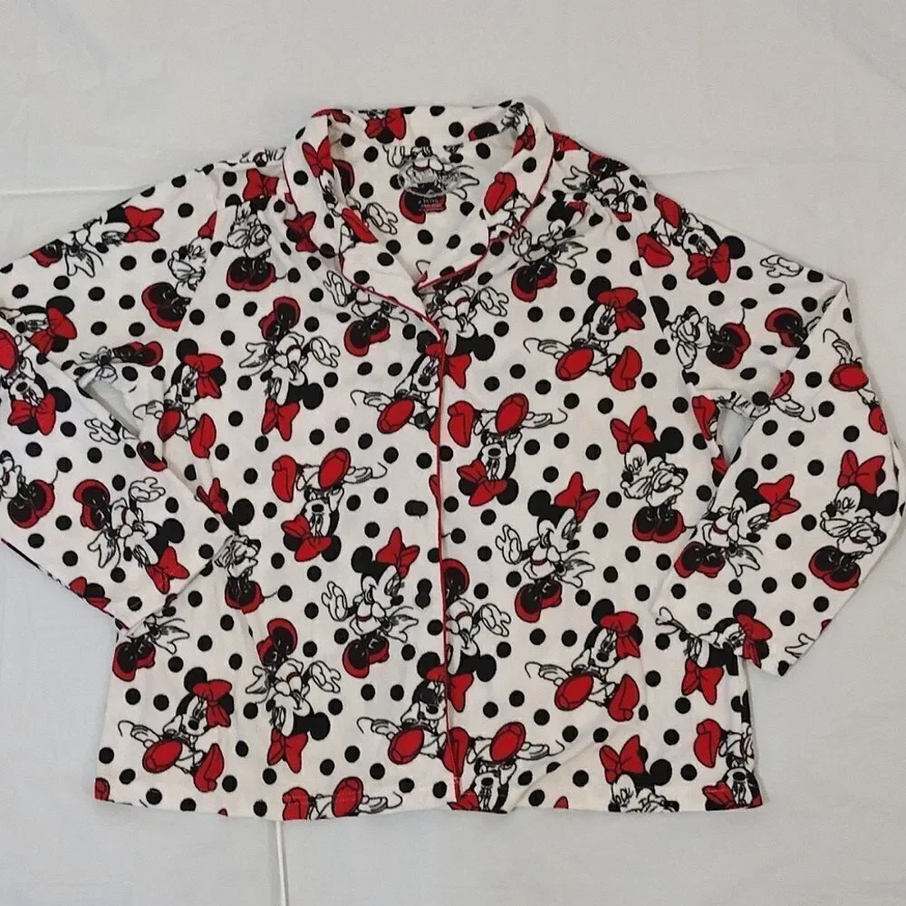Disney Y2K Minnie Mouse Polka Dots Fleece Long Sleeve PJ Pant‎ Set Plus 2X - Picture 6 of 16